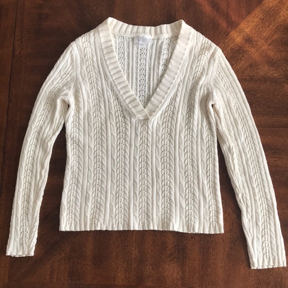 LOFT Sweaters - Loft ivory v-neck sweater L